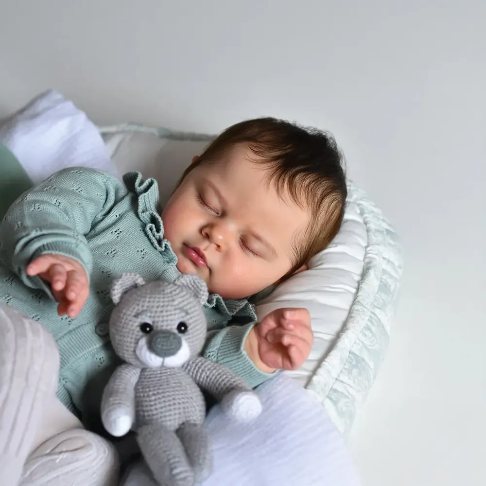 20" Asleep Handmade Toddler Reborn Baby Doll Girl with Endearing Chubby Face, photograph 4