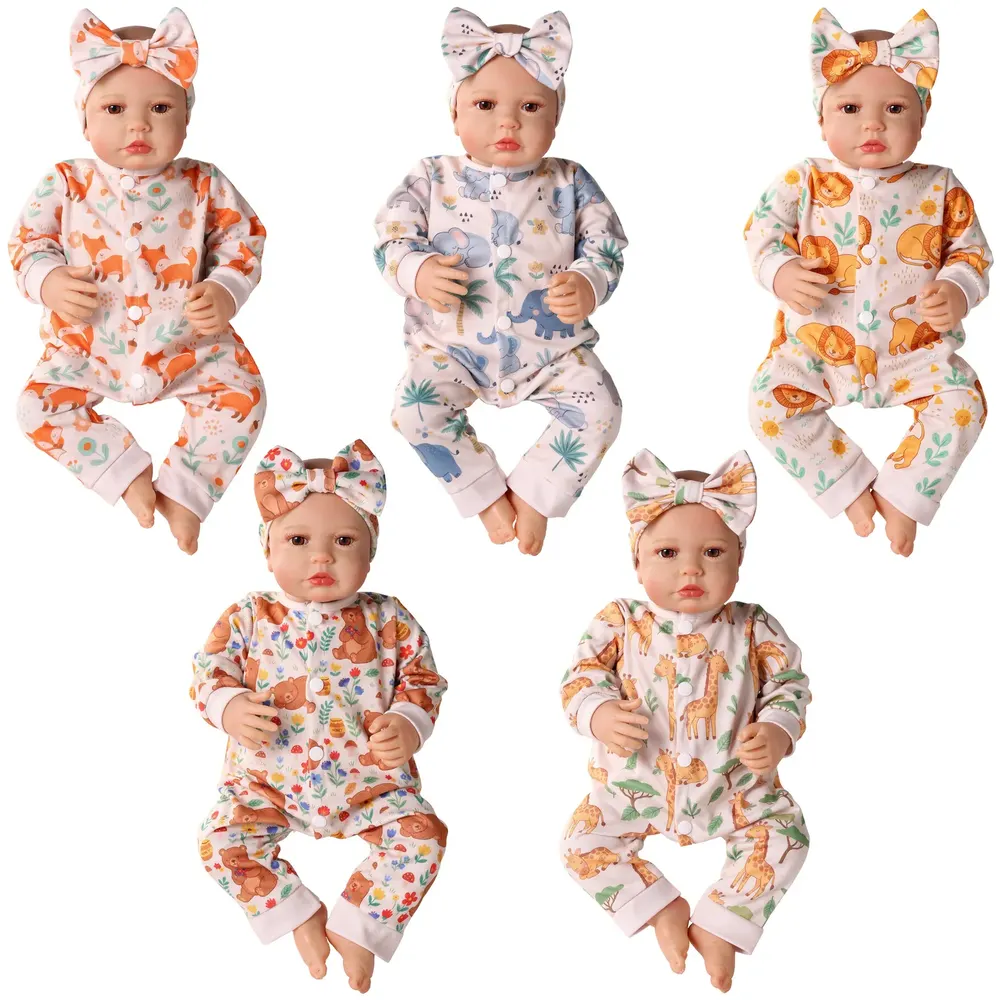 20" Cute Animal Romper Outfit 5 Sets for Reborn Baby Dolls