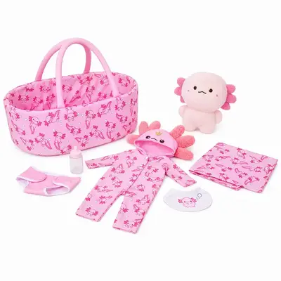20" Cute Axolotl Basket Gift Set for Reborn Baby Dolls