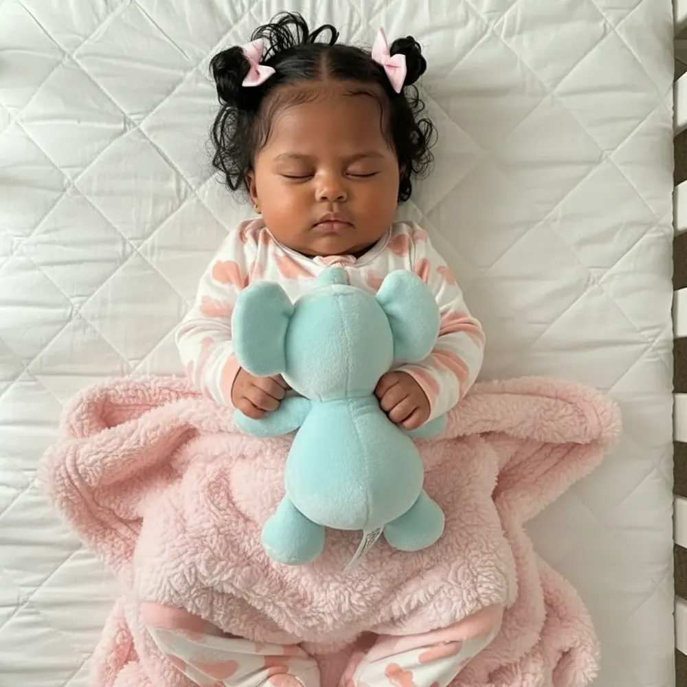 20" Handmade Lifelike Reborn African American Newborn Baby Eyes Closed Girl Nayyra, photograph 6