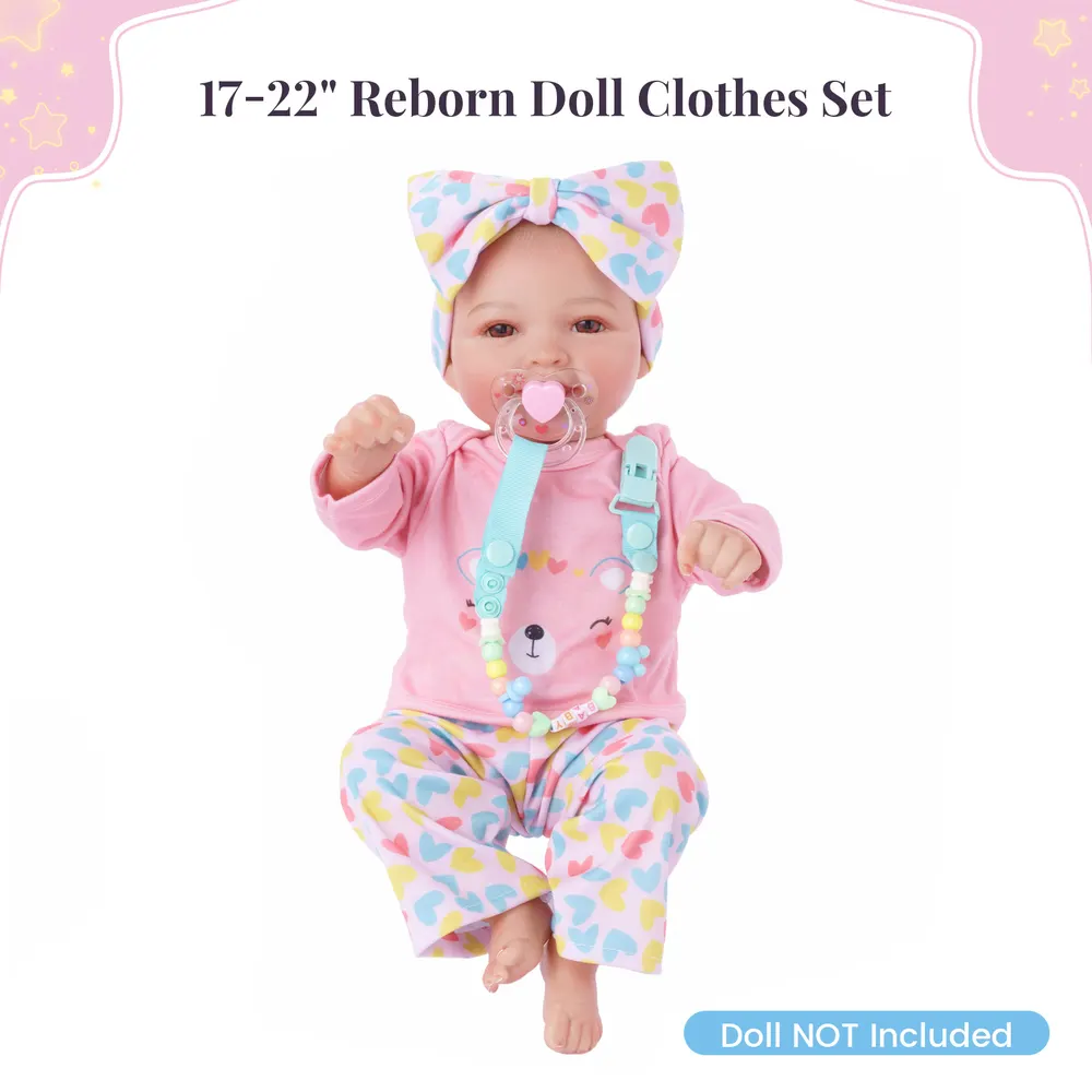 20" Pink Bear Top and Heart-Shaped Pants 5 Pieces Set, photograph 4