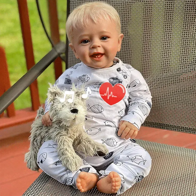 20" Lifelike Blue Eyes Handmade Weighted Cloth Reborn Baby Boy Toddler Doll Toy, photograph 6