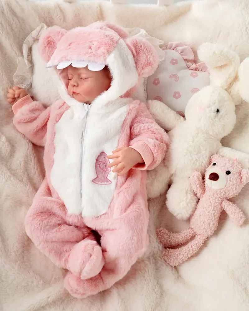 20" Pink Shark Set Cute Plush Bodysuit for Reborn Babies, photograph 4
