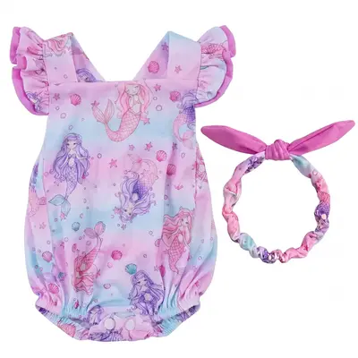 20" purple-pink mermaid sleeve romper 2 Pcs for Reborn Baby