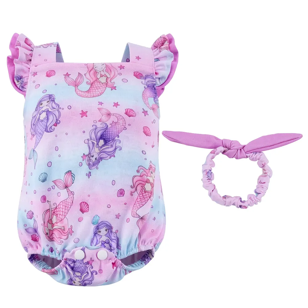 20" purple-pink mermaid sleeve romper 2 Pcs for Reborn Baby, photograph 2