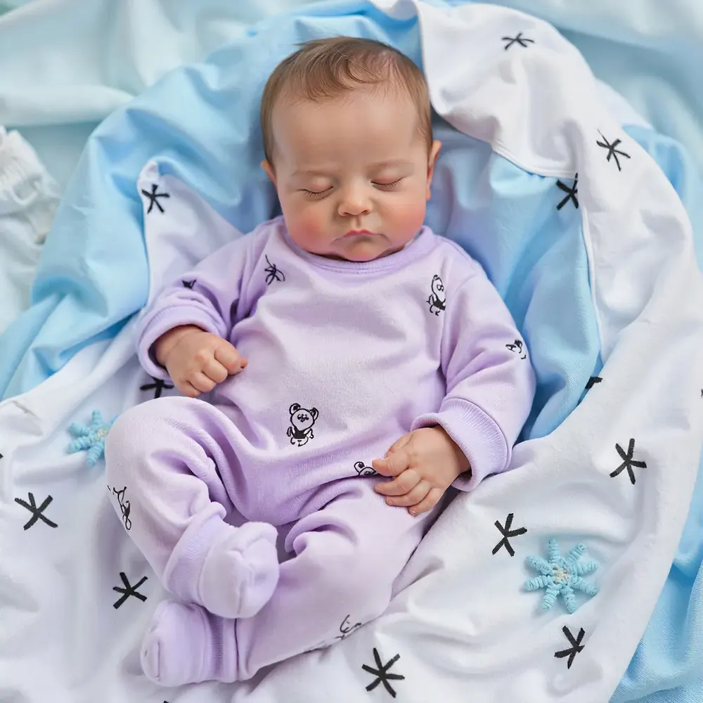 20" Real Lifelike Cute Reborn Newborn Baby Girl Doll Named Fulina with Brown Hair, photograph 2
