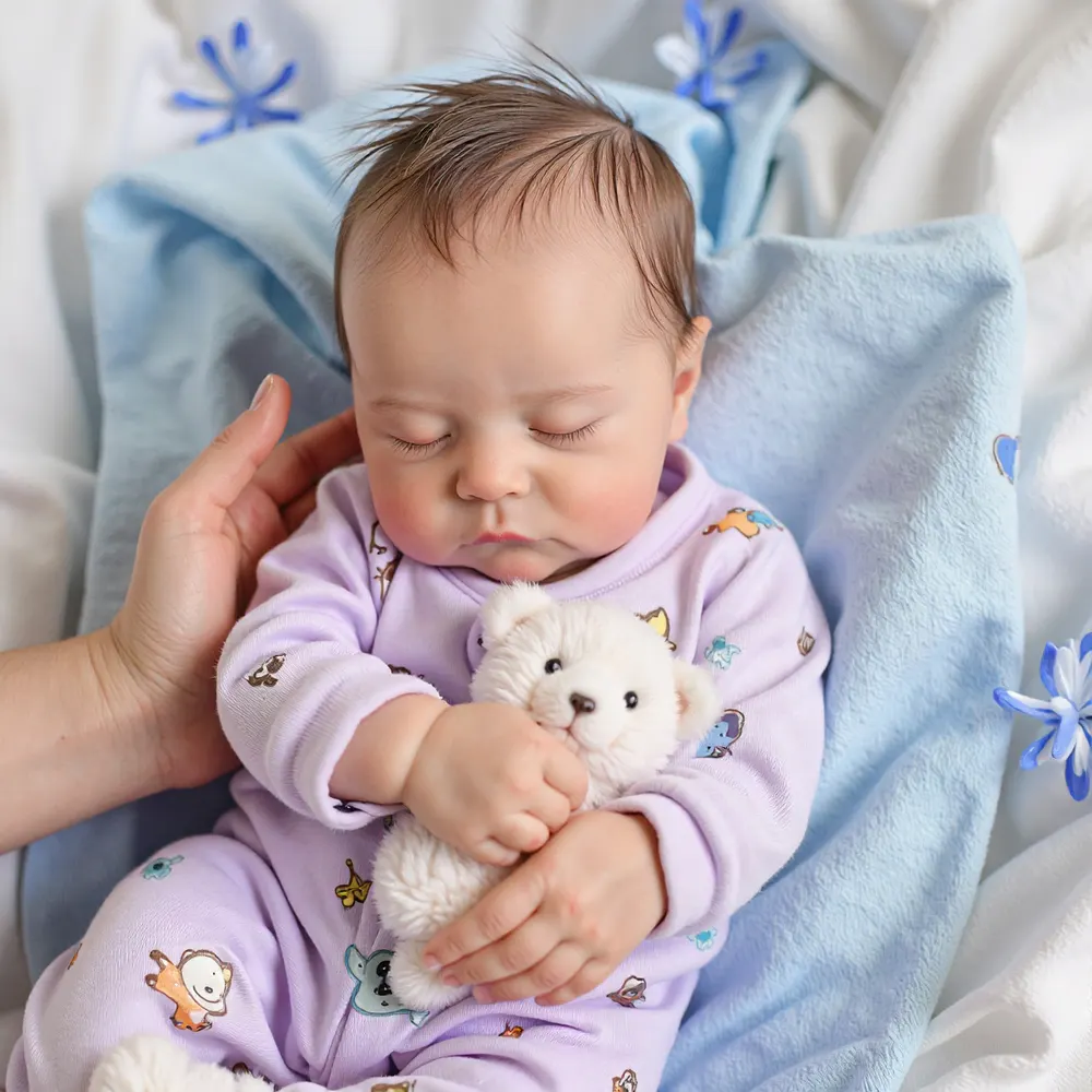 20" Real Lifelike Cute Reborn Newborn Baby Girl Doll Named Fulina with Brown Hair, photograph 6