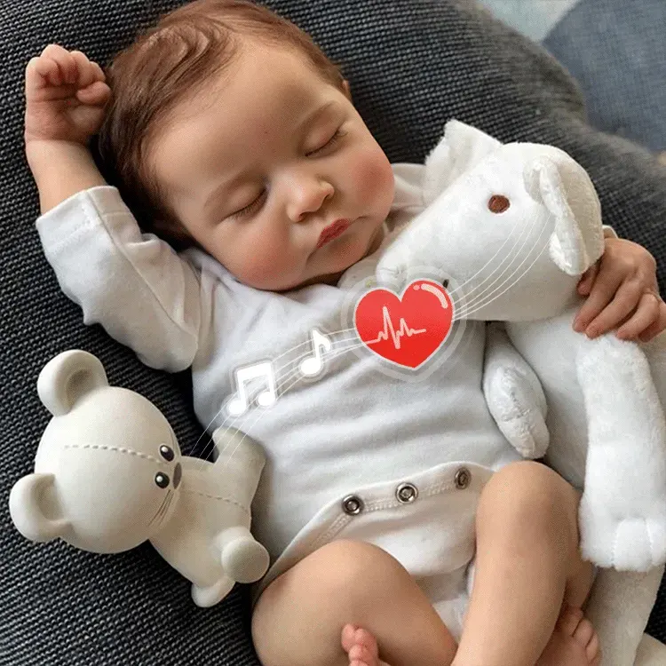 Heartbeat & Coos 20" Real Lifelike Cylar Soft Sleeping Weighted Silicone Reborn Boy, photograph 4