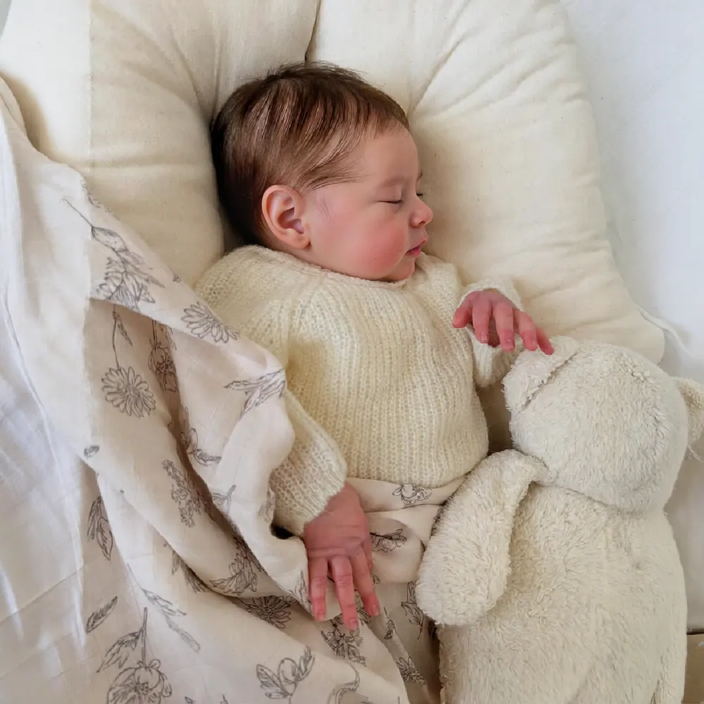 20" Realistic Vinyl Sleeping Baby Girl Doll with Painted Hair and White Skin Tone