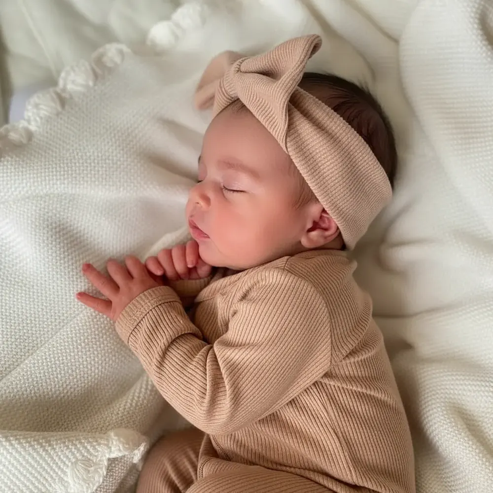 20" Reborn Asleep Baby Girl Simuni Real Lifelike Silicone Vinyl Body Reborn Doll, photograph 4