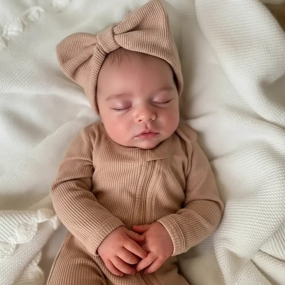 20" Reborn Asleep Baby Girl Simuni Real Lifelike Silicone Vinyl Body Reborn Doll, photograph 5