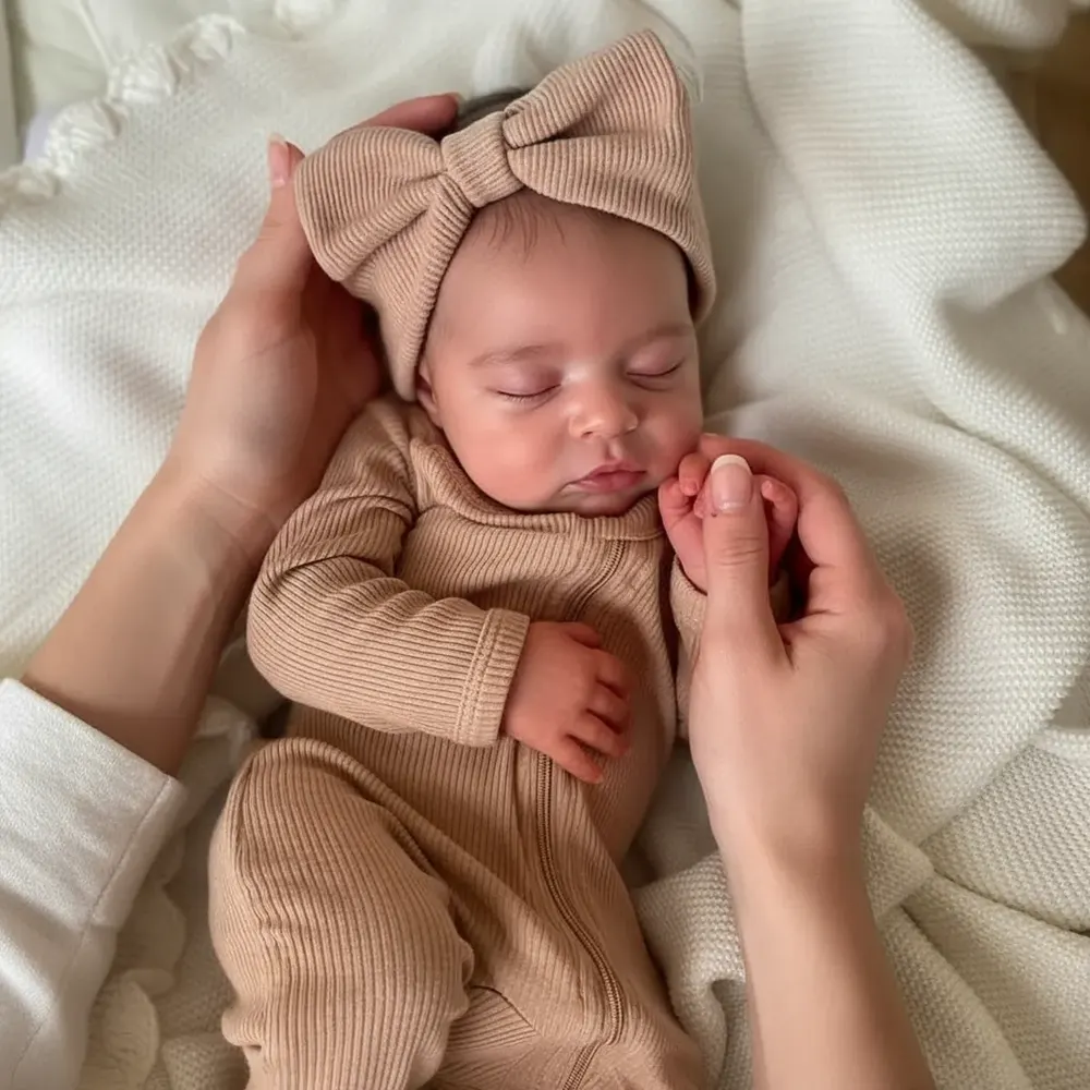 20" Reborn Asleep Baby Girl Simuni Real Lifelike Silicone Vinyl Body Reborn Doll, photograph 6