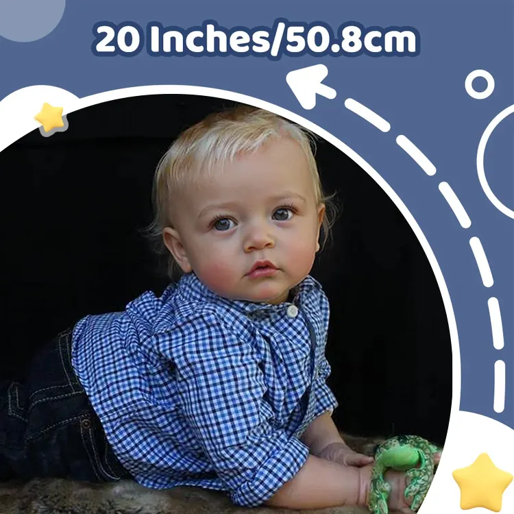 20" Reborn Silicone Vinyl Baby Boy Doll with Hand Rooted Blonde Hair, photograph 3