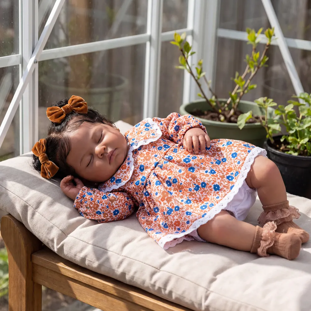 20" Reborn Baby Dolls Black with Smooth Skin, Toddler Girl with Sleeping Face