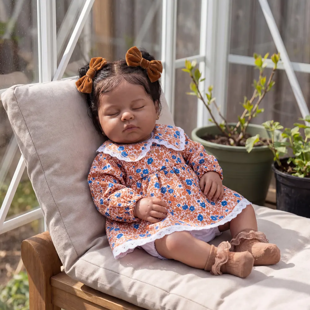 20" Reborn Baby Dolls Black with Smooth Skin, Toddler Girl with Sleeping Face, photograph 4