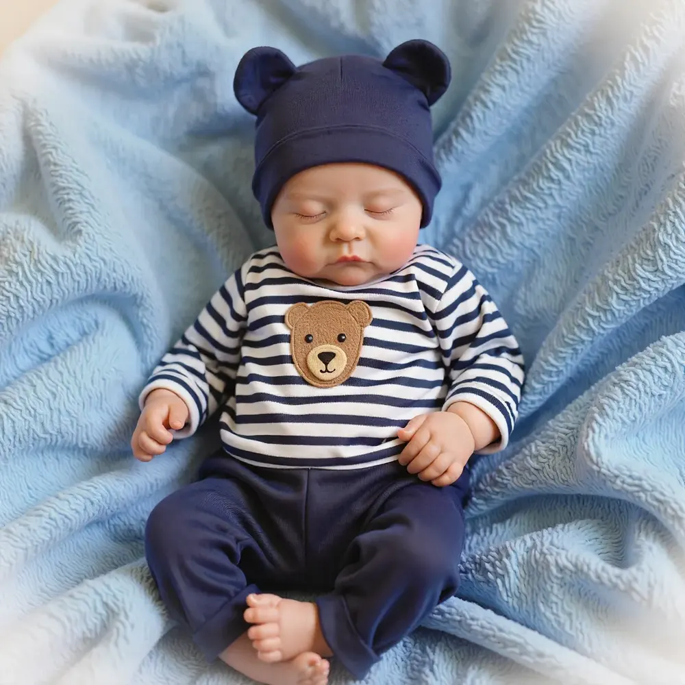 20" Reborn Newborn Sleeping Baby Doll Boy Jerly with Painted Hair, photograph 2