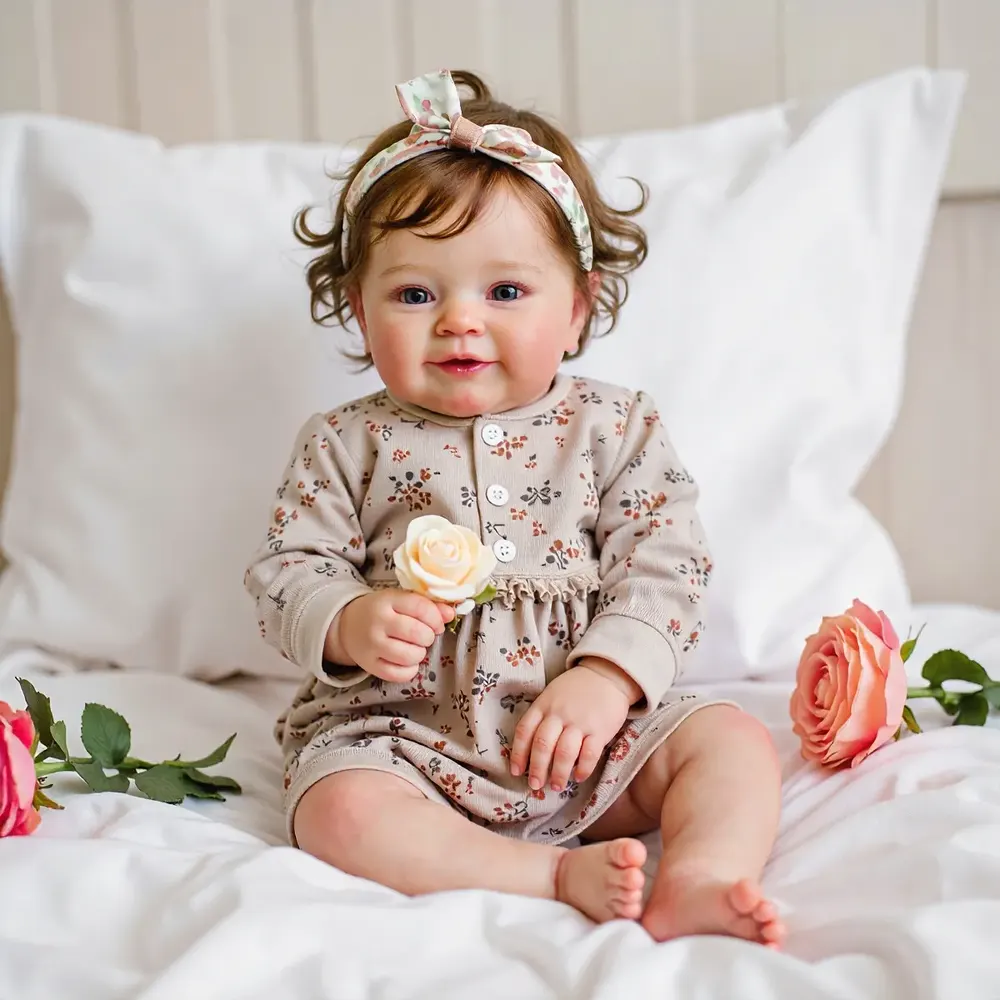 20" Reborn Toddler Realistic Baby Doll Girl Kezan with Brown Hair Special Gifts, photograph 3