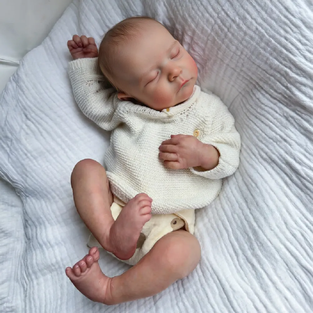 20" Sleeping Newborn-Style Reborn Baby, Soft Vinyl Material, Caucasian Skin, photograph 6