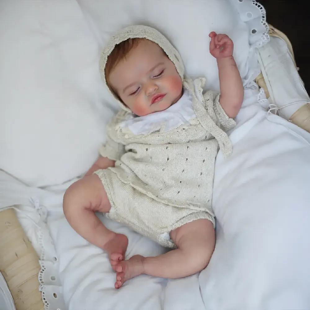 20" Soft Vinyl Newborn Baby Doll, Brown Hair, Closed Eyes, photograph 5
