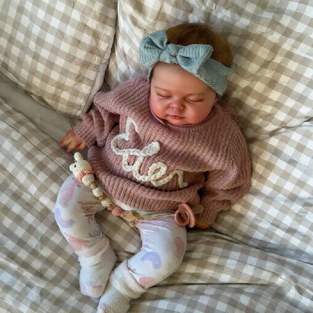 20" Soft Vinyl Newborn Sleeping Baby with Painted Hair, photograph 2