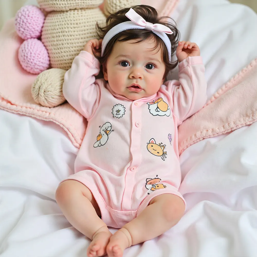 20" Super Cute Handmade Lifelike Brown Hair Silicone Vinyl Reborn Girl Quillon, photograph 2