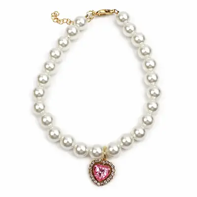 9" Light Crystal Heart Pearl Necklace for Reborn Baby Dolls