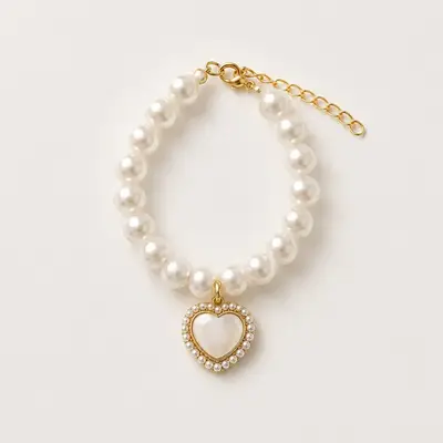 9" Pearl Heart Charm Bracelet for Reborn Dolls