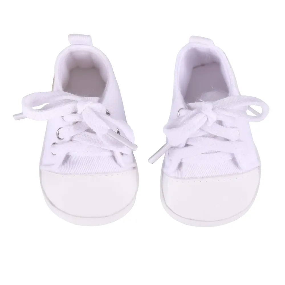 17"-20" Cute Clean White Canvas Shoes for Reborn Baby Doll Clothes Accessories, photograph 3