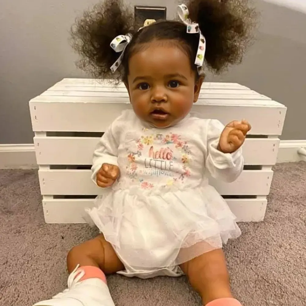 Black African American Black Silicone 20" Diaz Black Toddler Reborn Baby Doll Girl