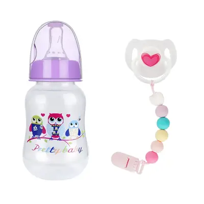 Cute Purple Magnetic Pacifier and Bottle 3 Pcs Set Safe Reborn Baby Doll Accessories