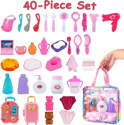 Doll Toy 40 Pcs Set Reborn Baby Doll Toy Accessories Set