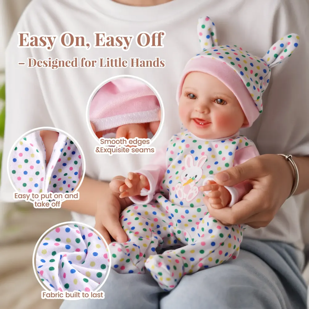 10-12" Reborn Baby Dolls Multi-style Clothing Set for Girls 3Pcs Accessories Set, photograph 5