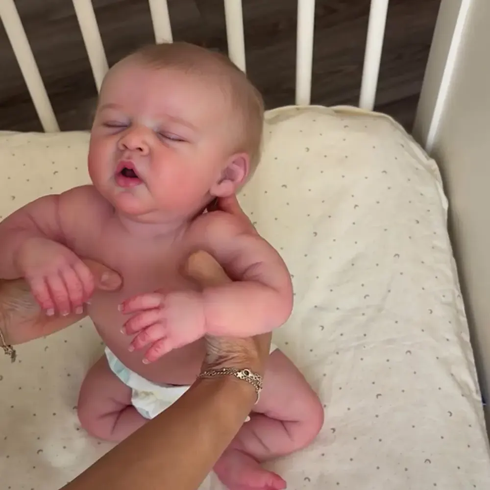 Full Body Silicone with Drink & Wet 12" Reborn Baby Girl with Innocent Sleeping Face, photograph 5