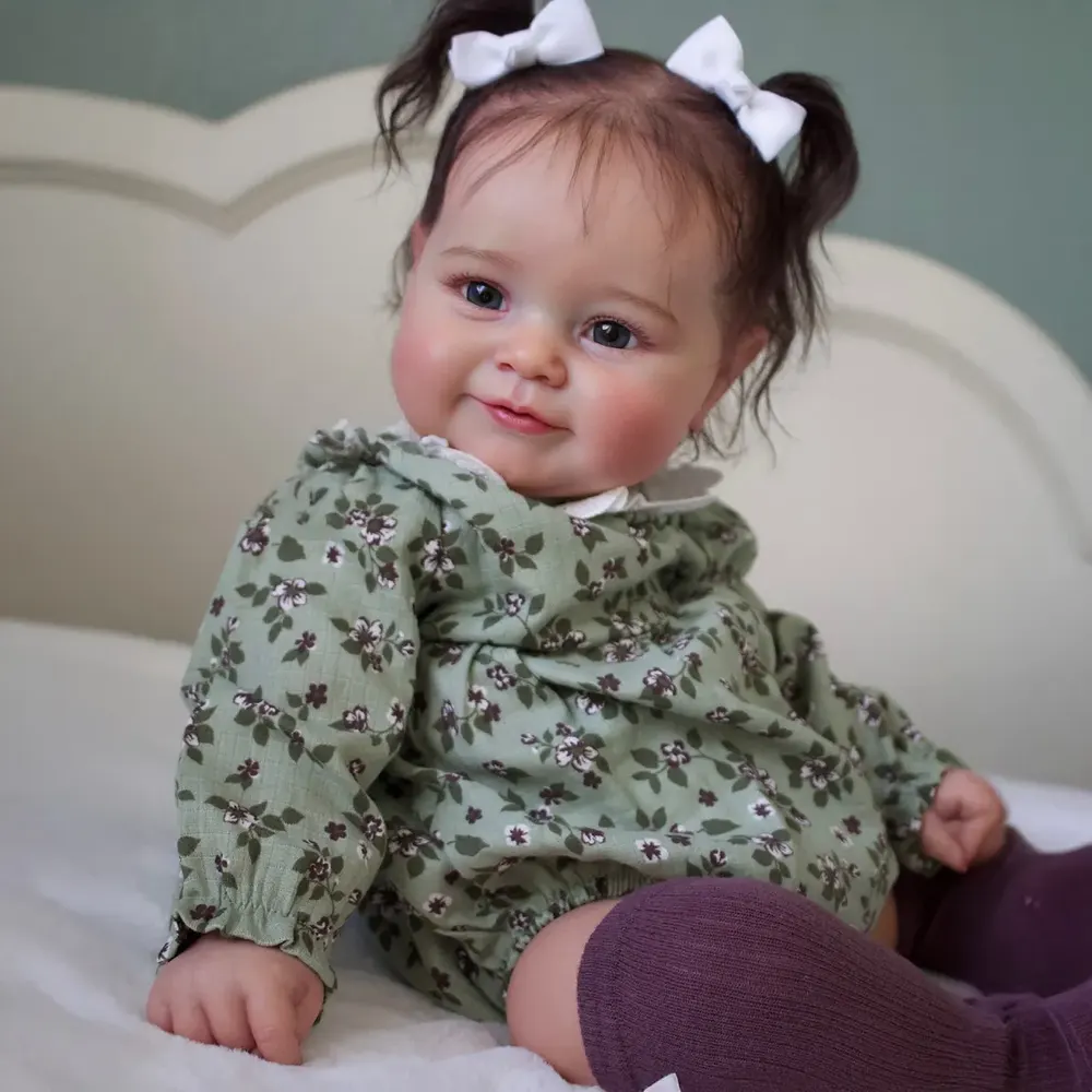 Heartbeat 20" Awake Reborn Baby Doll with Bright Brown Eyes, photograph 4