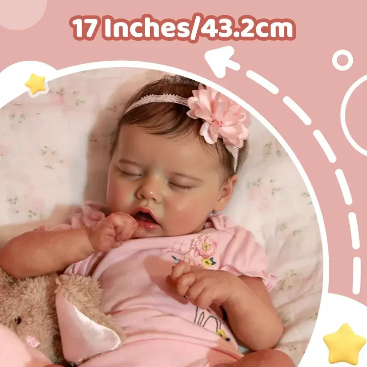 Heartbeat and Coo 17" Sweet Sleeping Baby Doll Girl with Rooted-Hair, photograph 3