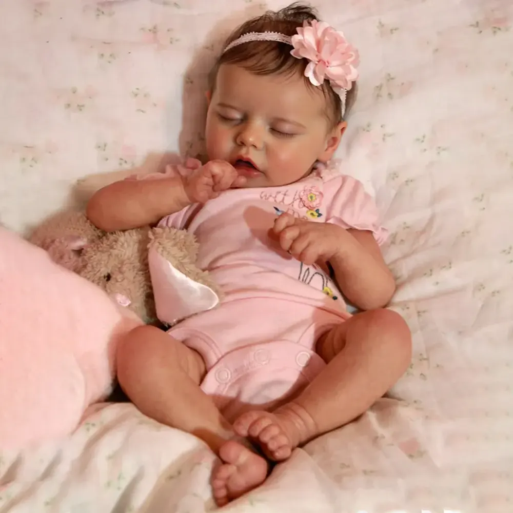Heartbeat and Coo 17" Sweet Sleeping Baby Doll Girl with Rooted-Hair, photograph 4