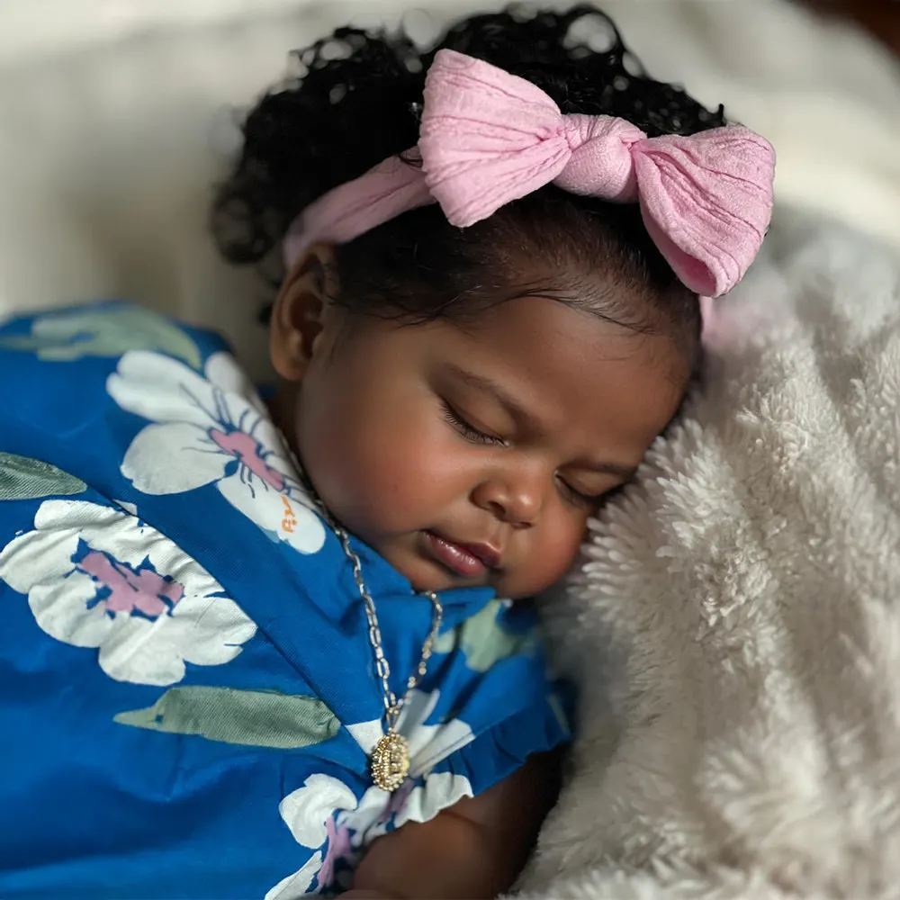 Heartbeat & Breath 20" African American Reborn Baby Doll Newborn Girl Doll, photograph 2