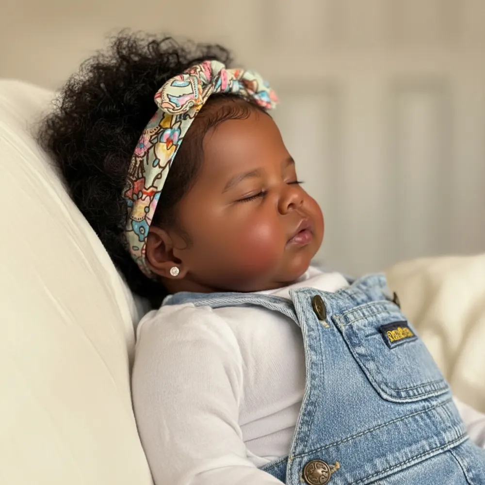 Heartbeat & Breath 20" Silicone Vinyl Reborn Baby African American Girl, photograph 4