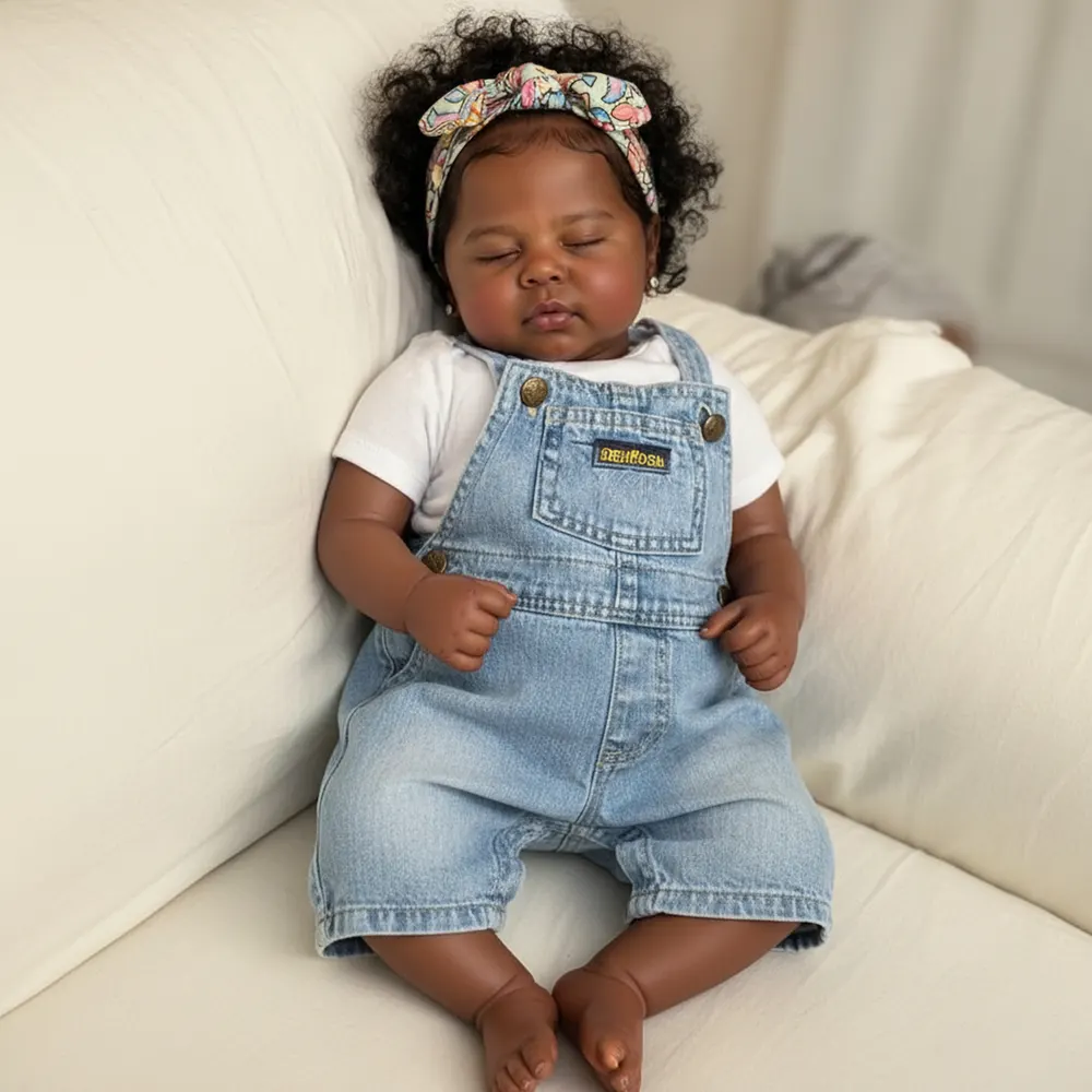 Heartbeat & Breath 20" Silicone Vinyl Reborn Baby African American Girl, photograph 6