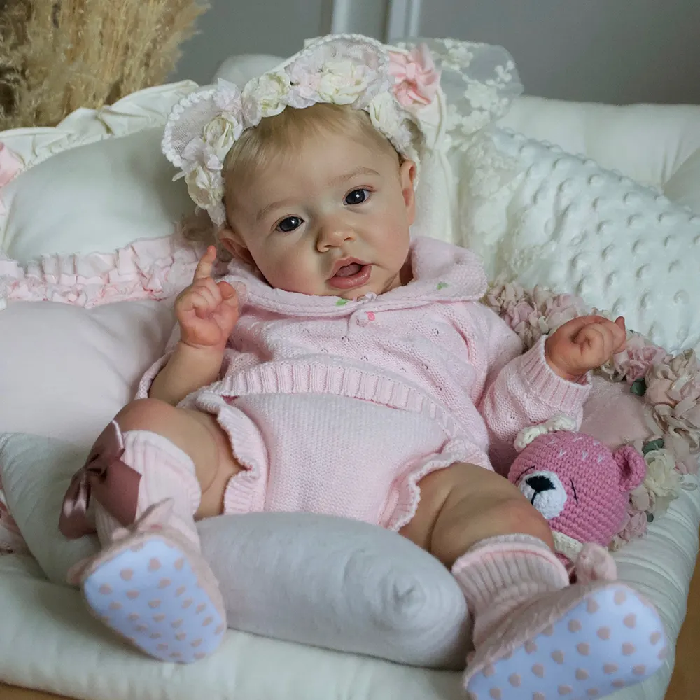 Heartbeat & Coos 20" Reborn Baby Girl Doll with Hand-Rooted Smooth Blonde Hair, photograph 3