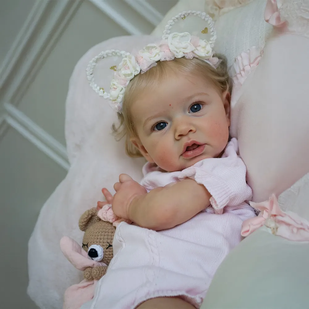 Heartbeat & Coos 20" Reborn Baby Girl Doll with Hand-Rooted Smooth Blonde Hair, photograph 4