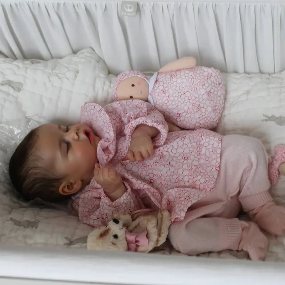 Heartbeat Coos & Breath 17" Newborn Sleeping Lifelike Reborn Baby Girl Doll, photograph 4