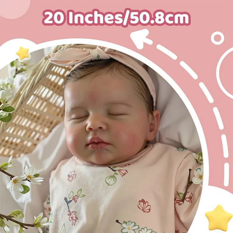 Heartbeat & Sound 20" Handmade Lifelike Reborn Newborn Baby Sleeping Girl, photograph 4