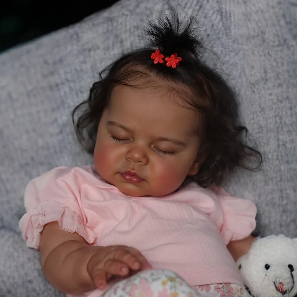 Heartbeat & Sound 20" Lifelike Poseable Newborn African American Dolls Kids Play, photograph 3