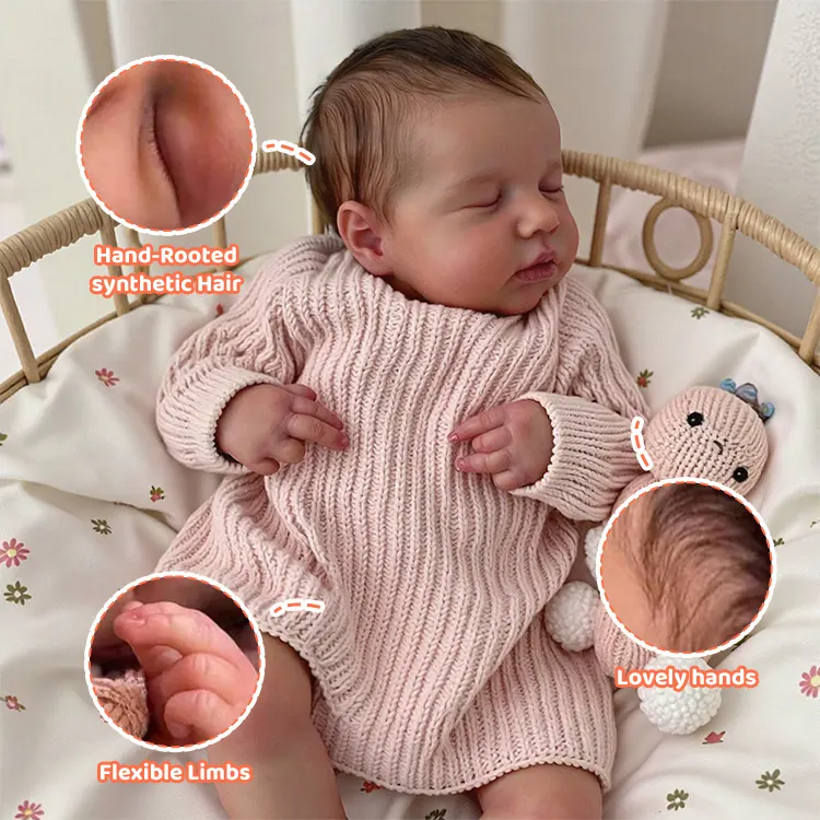 20" Handmade Lifelike Reborn Newborn Baby Sleeping Girl Named Dolishy, photograph 2