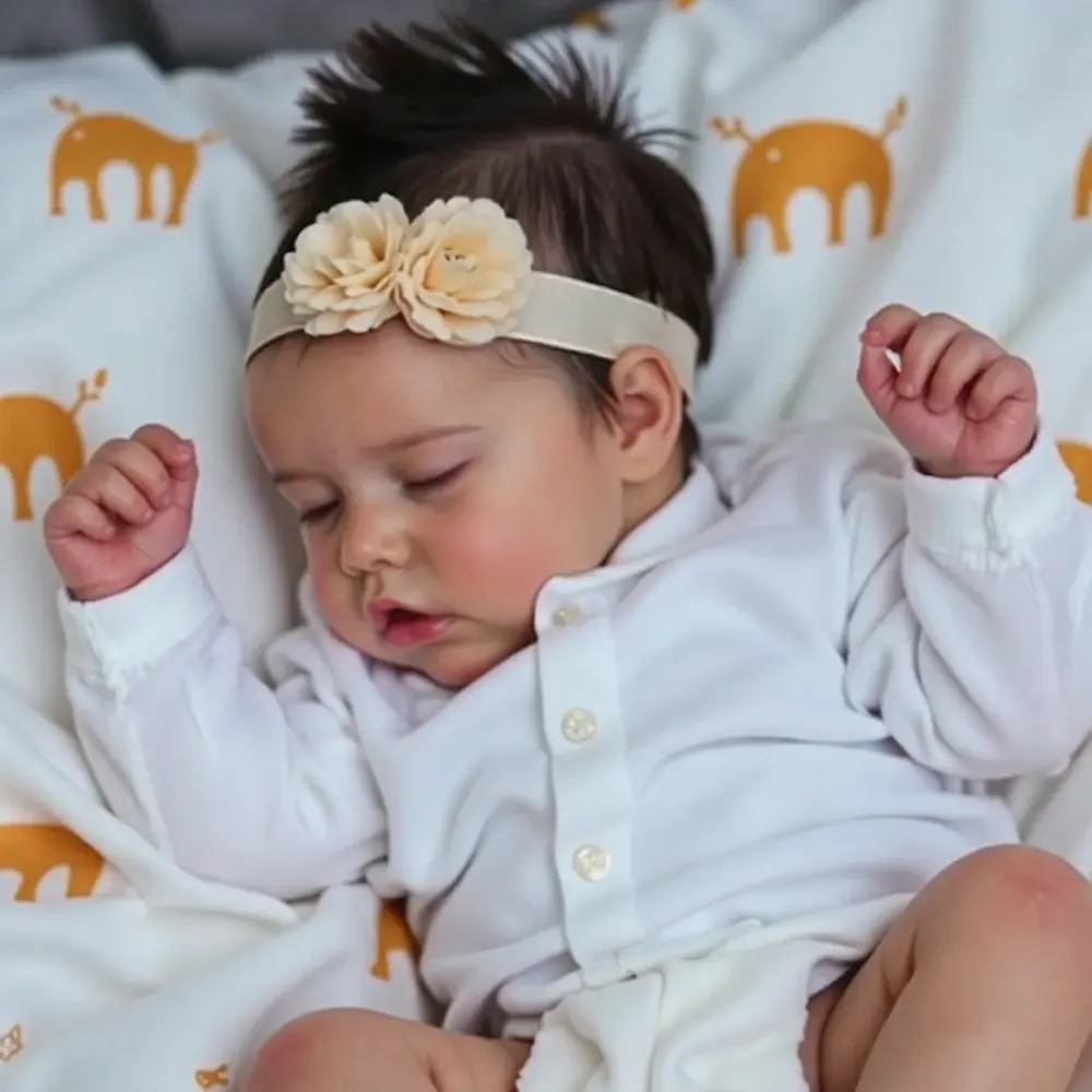 Realistic Reborn Eyes Blinking 17" Silicone Vinyl Newborn Sleeping Baby Doll Girl, photograph 5