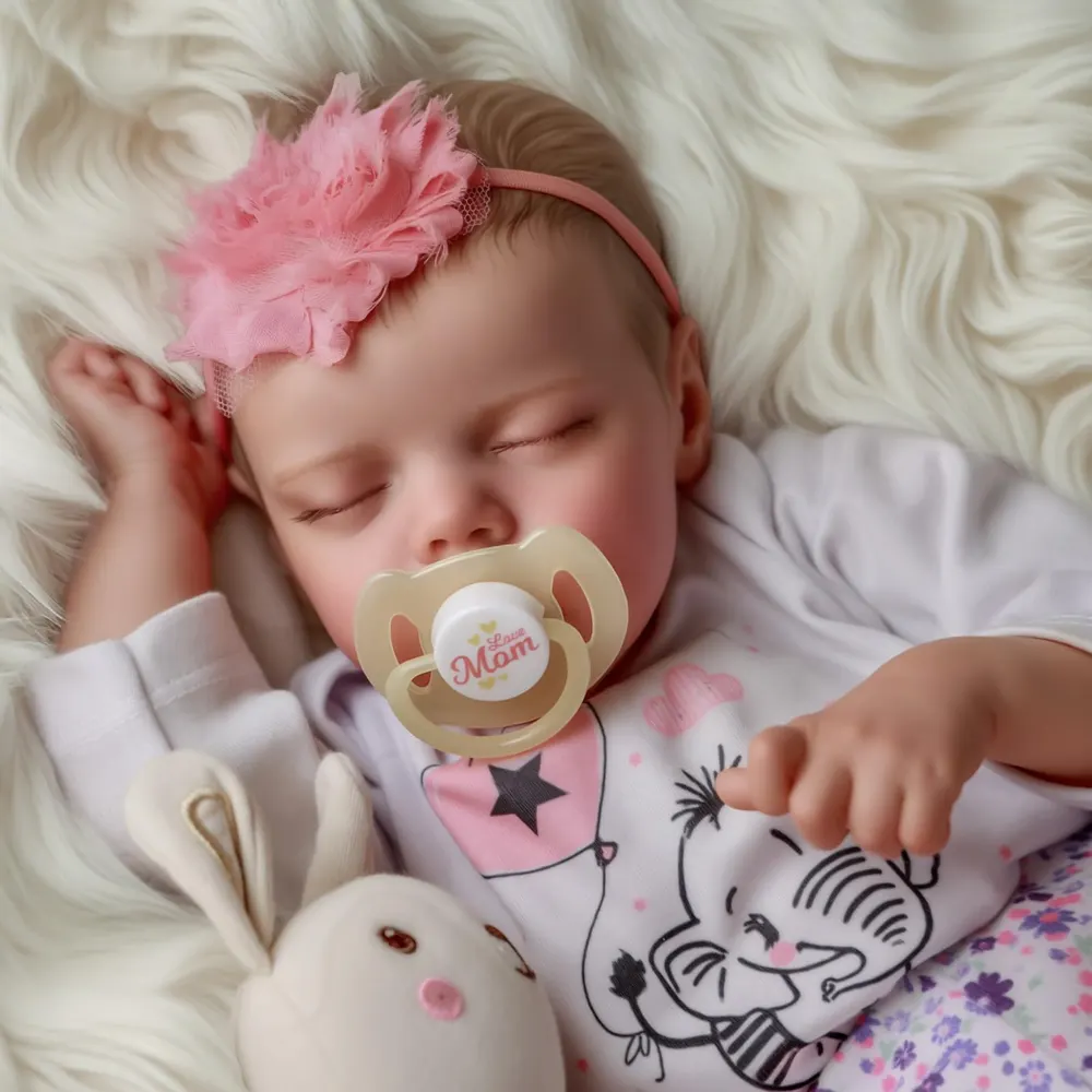 17" Lifelike Sleeping Weighted Silicone Vinyl Newborn Baby Girl Doll Named Nariatee, photograph 2