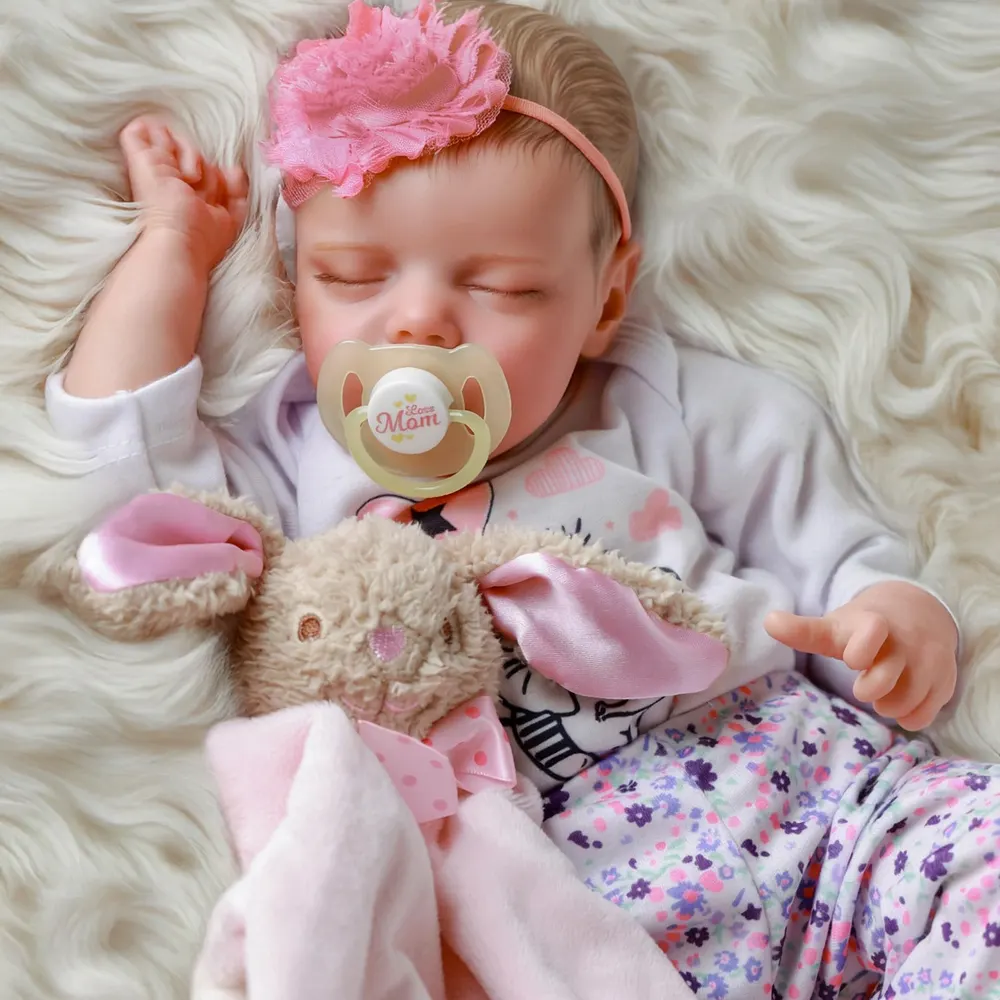 17" Lifelike Sleeping Weighted Silicone Vinyl Newborn Baby Girl Doll Named Nariatee, photograph 3