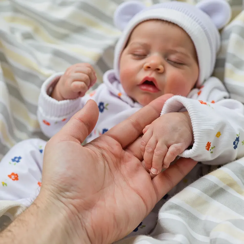 17" Lifelike Sleeping Weighted Silicone Vinyl Newborn Baby Girl Doll Named Nisina, photograph 4