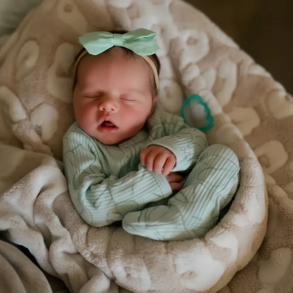 17" Real Lifelike Sleeping Girl Reborn Soft Silicone Vinyl Baby Doll Enkira, photograph 4